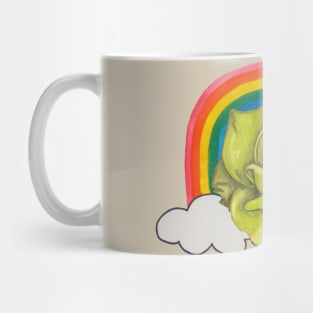 Yellow rose with rainbow and clouds Mug